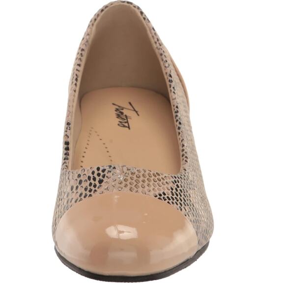 NWOT Trotters Taupe Brown Black Pump Low Kitten Heel Snakeskin Size 9 Casual - Picture 4 of 9